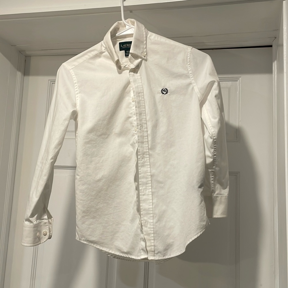 Boys Ralph Lauren size 10 white button down shirt Worn Once